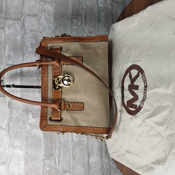 Michael Kors Canvas/Leather "Hamilton" Satchel Bag - Picture 16 of 16